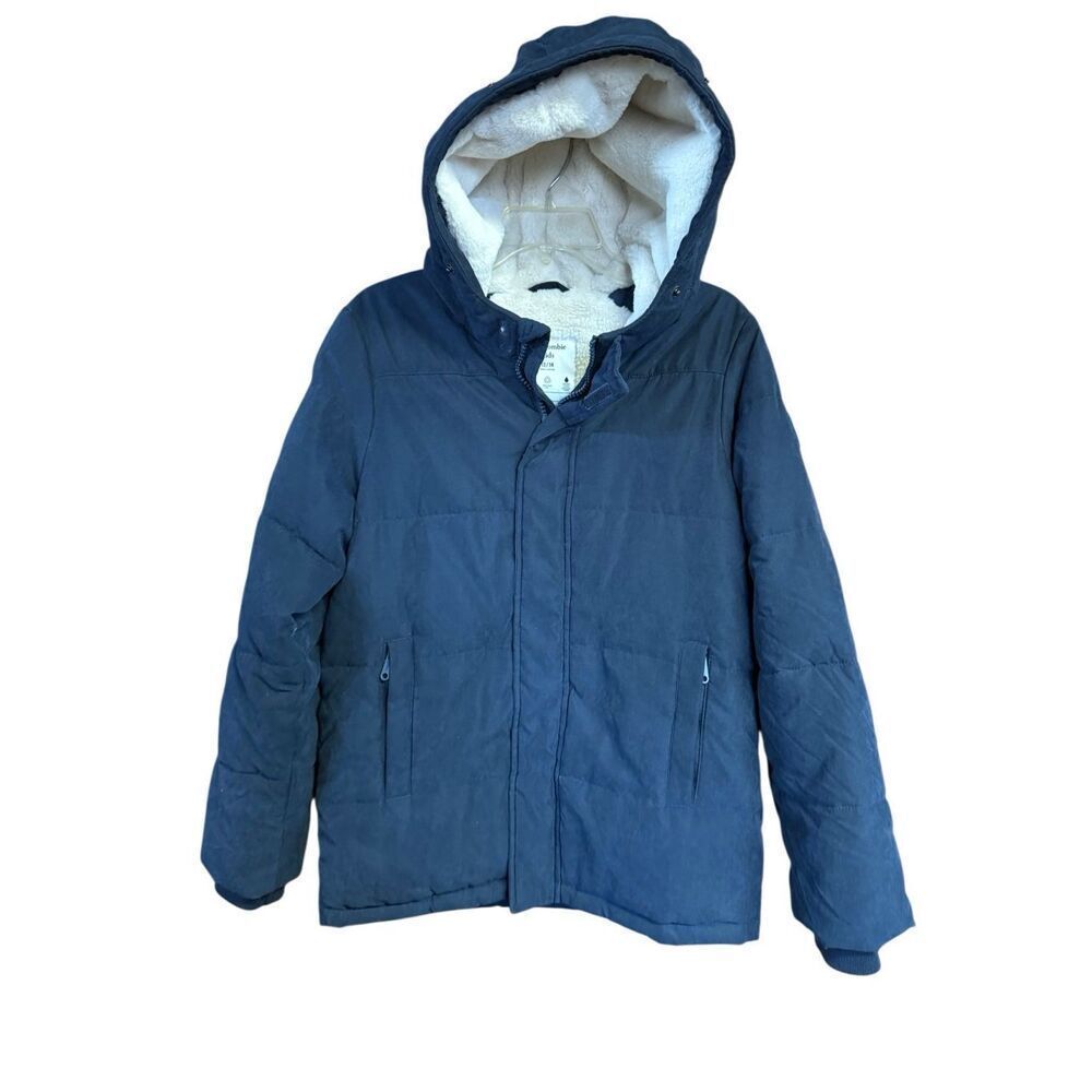 Abercrombie Kids Hooded Winter Jacket Navy/Sherpa lining Sz 13-14